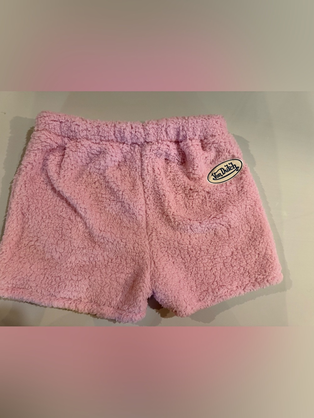 Von Dutch Pink Sherpa Kids Shorts
